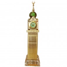 Gold Plated Crystal Mecca Clock Tower Illuminated Big